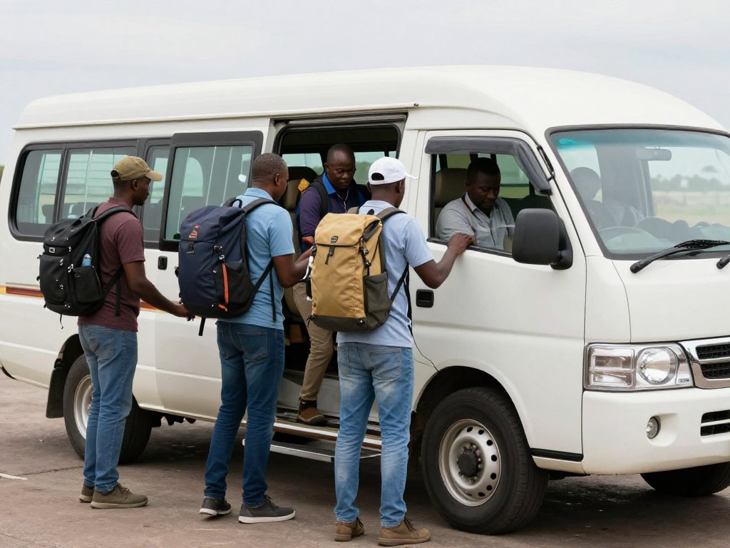 shared shuttle passengers near airport